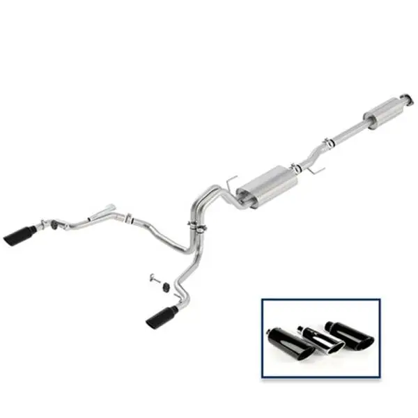 Ford Racing 15-18 F-150 5.0L Cat-Back Touring Exhaust System - Rear Exit Black Chrome Tips image 2