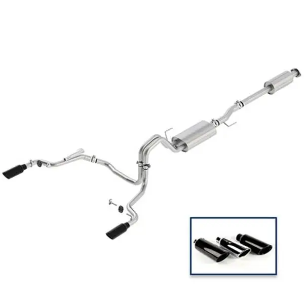 Ford Racing 15-18 F-150 5.0L Cat-Back Touring Exhaust System - Rear Exit Black Chrome Tips image 3