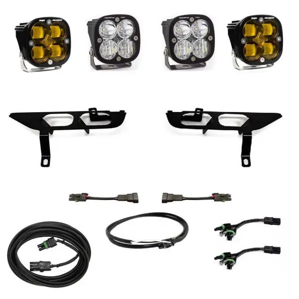 Baja Designs 2021+ Ford F150 Fog Pocket Kit SAE Amber Squadron Pro DC