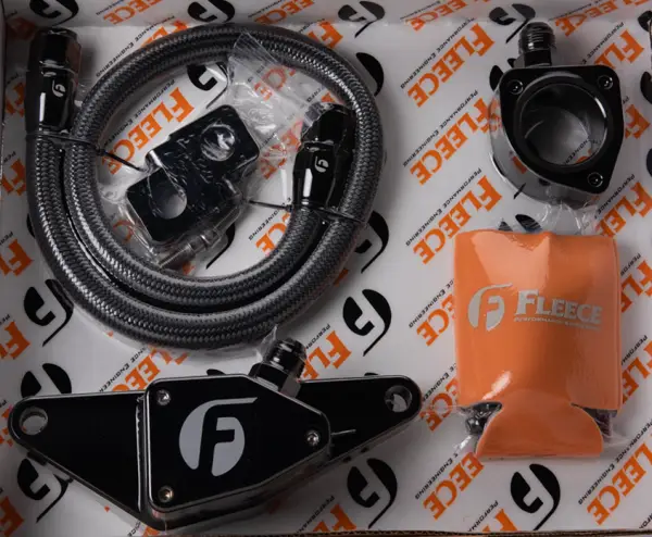 Fleece Performance 03-07 Manual Transmission Cummins Coolant Bypass Kit w/ SS Braided Line image 6