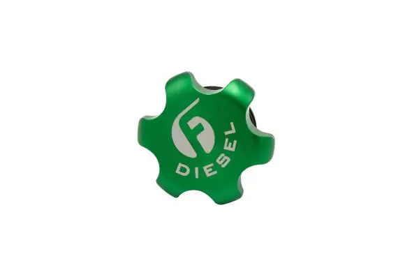 Fleece Performance 13-18 Dodge Cummins Green Anodized Billet Fuel Cap