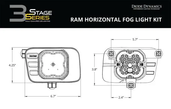 Diode Dynamics SS3 Sport Type Ram Horiz Kit ABL - Yellow SAE Fog image 9