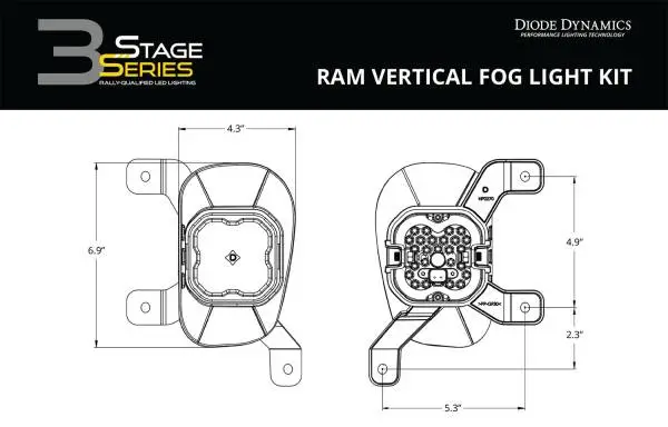 Diode Dynamics SS3 Pro Type Ram Vert Kit ABL - White SAE Fog image 9
