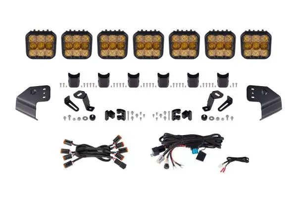 Diode Dynamics Bronco SS5 Pro CrossLink Windshield - Yellow Combo Lightbar Kit