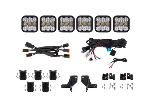 Diode Dynamics Bronco SS5 6-Pod CrossLink Grille Lightbar Kit Pro - White Combo