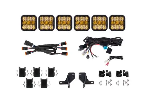 Diode Dynamics Bronco SS5 6-Pod CrossLink Grille Lightbar Kit Pro - Yellow Combo