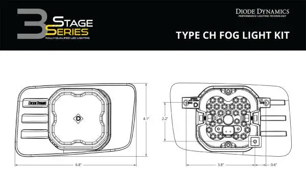 Diode Dynamics SS3 Type CH LED Fog Light Kit Max ABL - Yellow SAE Fog image 9
