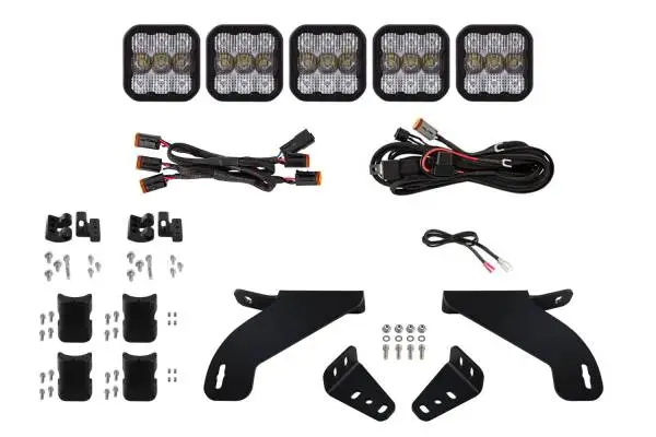 Diode Dynamics 21-22 Ford F-150 SS5 Grille CrossLink Lightbar Kit - Sport - White Combo