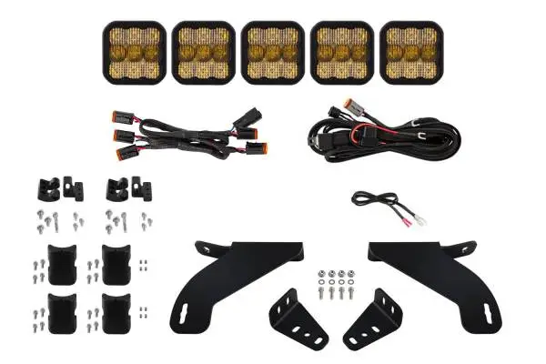 Diode Dynamics 21-22 Ford F-150 SS5 Grille CrossLink Lightbar Kit- Sport Yellow Combo