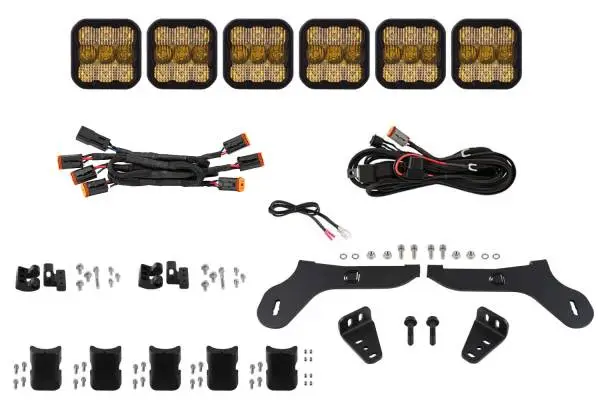Diode Dynamics 17-20 Ford Raptor SS5 Grille CrossLink Lightbar Kit - Sport Yellow Combo