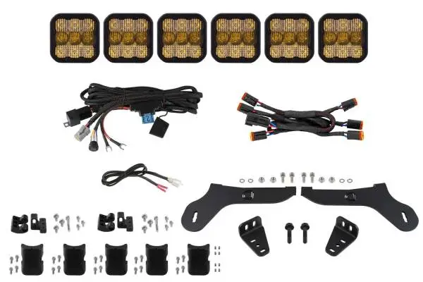 Diode Dynamics 17-20 Ford Raptor SS5 Grille CrossLink Lightbar Kit - Yellow Pro Combo