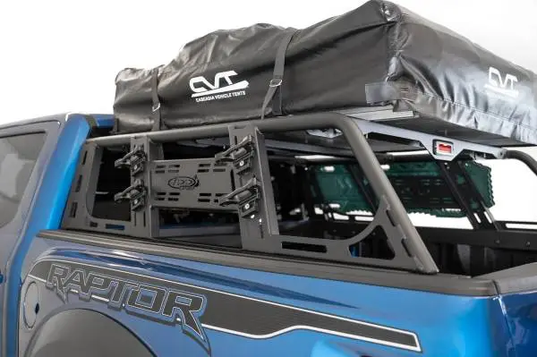 Addictive Desert Designs 2015+ Ford F-150 Overlander Chase Rack w/ 3rd Brake Light - Hammer Black image 2