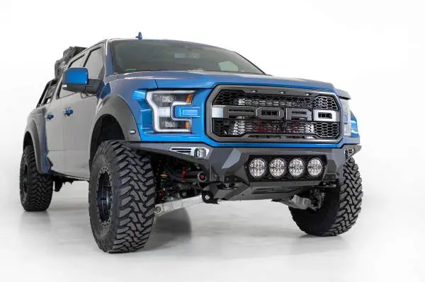 Addictive Desert Designs 17-20 Ford F-150 Raptor Bomber Front Bumper w/ 4 Rigid 360 6in Round Mounts image 3