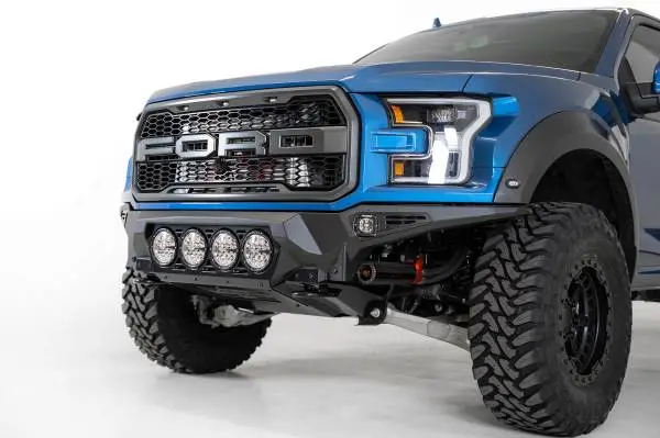 Addictive Desert Designs 17-20 Ford F-150 Raptor Bomber Front Bumper w/ 4 Rigid 360 6in Round Mounts image 4