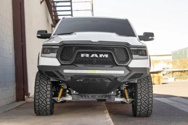 Addictive Desert Designs 2019 Ram Rebel 1500 Stealth Fighter Fr Bumper w/Parking Sensor Cutouts image 4