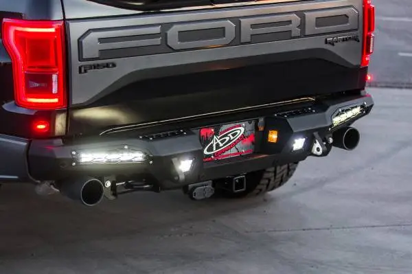Addictive Desert Designs 17-18 Ford F-150 Raptor HoneyBadger Rear Bumper w/ 10in SR LED Mounts image 2
