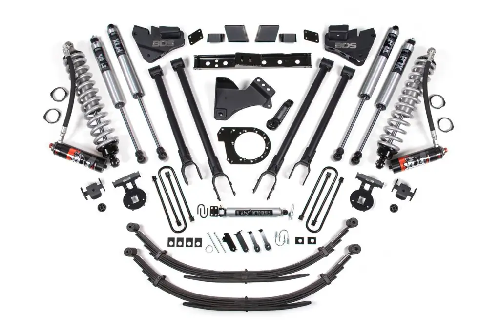 7 Inch 4-Link Lift Kit | FOX 2.5 PE Coil-Over Conversion | Ford F250/F350 Super Duty (2020-2022) 4WD Diesel | Leaf Springs w/ FOX 2.0 Performance Series Rear Shocks | BDS Suspension image 2
