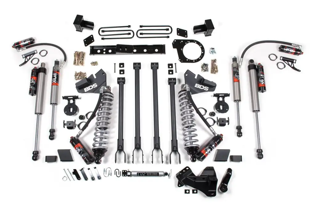 7 Inch 4-Link Lift Kit | FOX 2.5 PE Coil-Over Conversion | Ford F250/F350 Super Duty (2020-2022) 4WD Diesel | Block Kit w/ FOX 2.5 Performance Elite Rear Shocks | BDS Suspension image 2