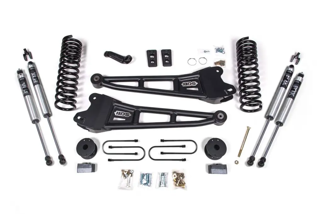 4 Inch Lift Kit w/ Radius Arm | 2013-2018 Ram 3500 4WD Diesel w/ Rear Air Ride | FOX 2.0 Performance Series Shocks | BDS Suspension image 2