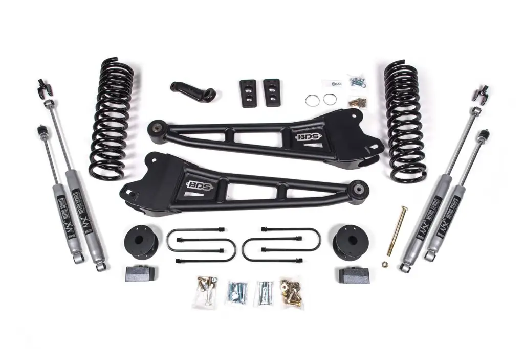 4 Inch Lift Kit w/ Radius Arm | 2013-2018 Ram 3500 4WD Gas w/ Rear Air Ride | NX2 Nitro Series Shocks | BDS Suspension