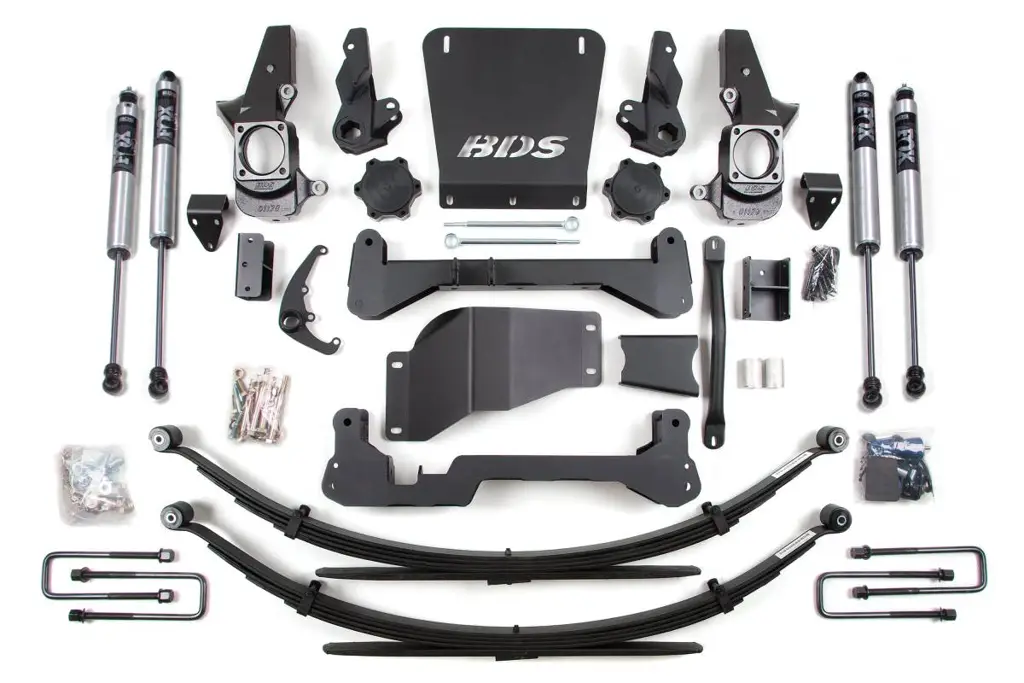 6 Inch Lift Kit | Chevy Silverado/GMC Sierra 2500HD 4WD (2001-2010) | Leaf Springs | FOX 2.0 Performance Series | Standard Knuckle | BDS Suspension image 2