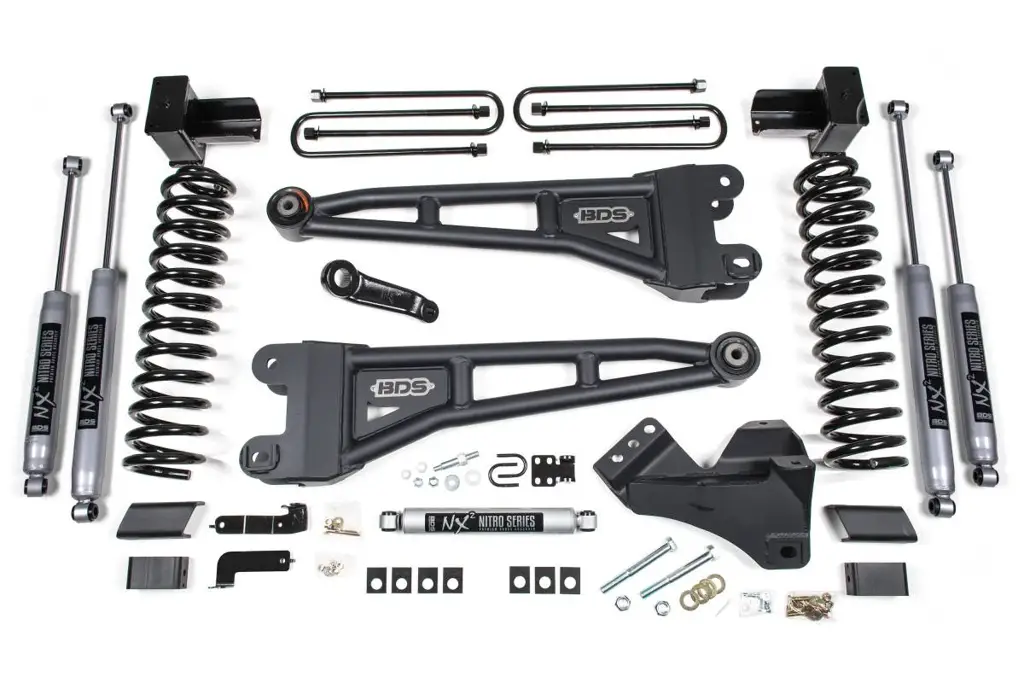 4 Inch Lift Kit w/ Radius Arm | Ford F350 Super Duty DRW 4WD Gas (2017-2019) | NX2 Nitro Series Shocks | BDS Suspension