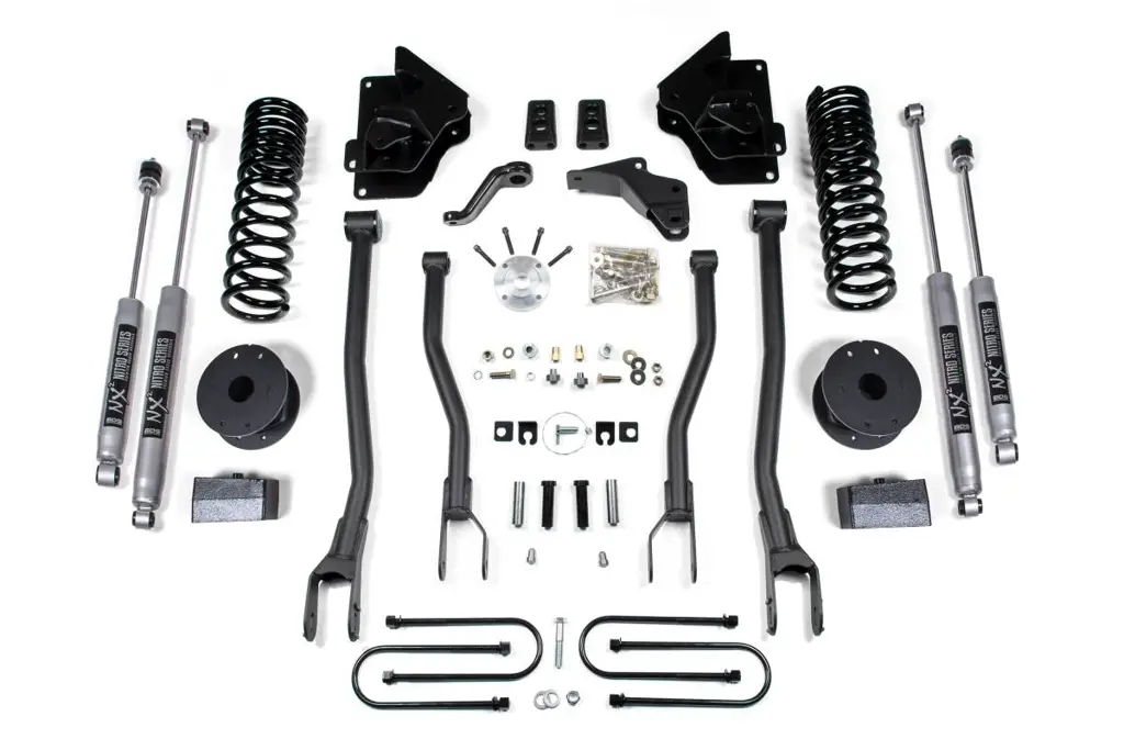 4 Inch Lift Kit w/ 4-Link | Ram 3500 w/ Rear Air Ride (2013-2018) 4WD Gas | NX2 Nitro Series Shocks | BDS Suspension