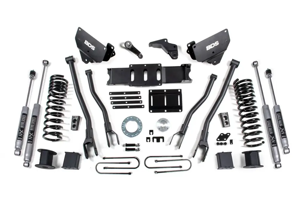 5.5 Inch Lift Kit w/ 4-Link | Ram 3500 w/ Rear Air Ride (2013-2018) 4WD Gas | FOX 2.0 Performance Series | BDS Suspension