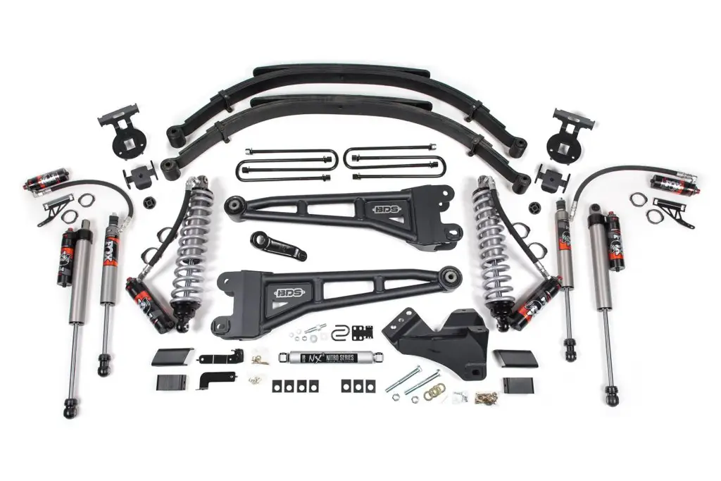 6 Inch Lift Kit w/ 4-Link & FOX 2.5 Coil-Over | Ford F250/F350 Super Duty (2017-2019) 4WD Diesel | Leaf Springs | FOX 2.5 Performance Elite Rear | BDS Suspension image 2