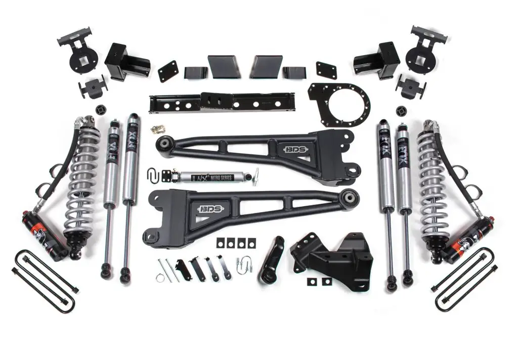 7 Inch Lift Kit w/ Radius Arm | FOX 2.5 PE Coil-Over Conversion | Ford F250/F350 Super Duty (2020-2022) 4WD Diesel | Leaf Springs & FOX 2.0 Performance Series Rear | BDS Suspension
