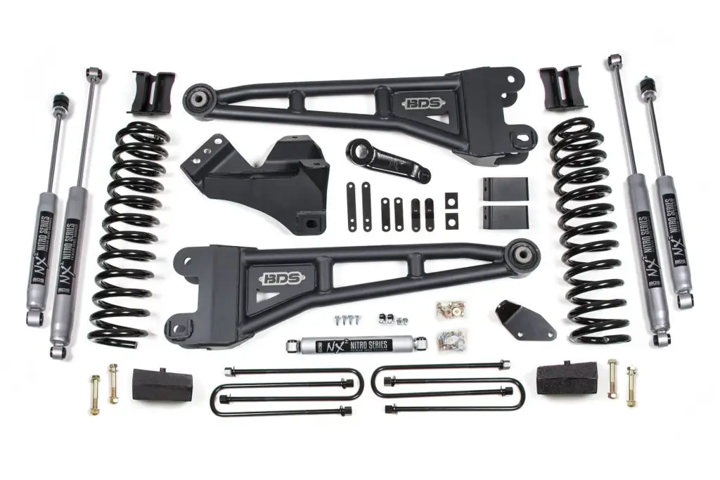 4 Inch Lift Kit w/ Radius Arm | Ford F250/F350 Super Duty (2008-2010) 4WD Diesel | Block Kit With Factory Overload | NX2 Nitro Series | BDS Suspension