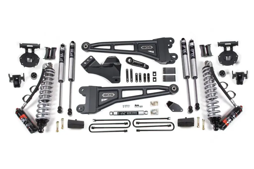 4 Inch Lift Kit w/ Radius Arm & FOX 2.5 Performance Elite Coil-Over | Ford F250/F350 Super Duty (2005-2007) 4WD Diesel | Block Kit With Factory Overload | BDS Suspension