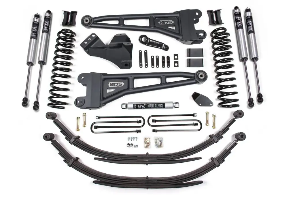 4 Inch Lift Kit w/ Radius Arm | Ford F250/F350 Super Duty 4WD (2005-2007) Gas | Rear Leaf Springs | FOX 2.0 Performance Series | BDS Suspension image 2