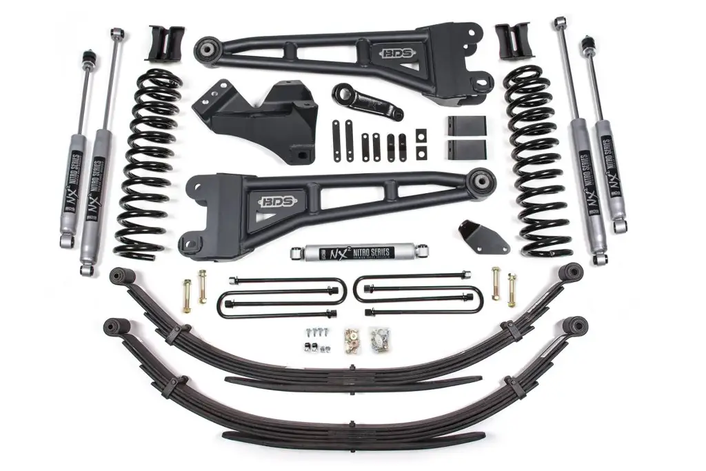 4 Inch Lift Kit w/ Radius Arm | Ford F250/F350 Super Duty 4WD (2005-2007) Gas | Rear Leaf Springs | NX2 Nitro Series | BDS Suspension image 2