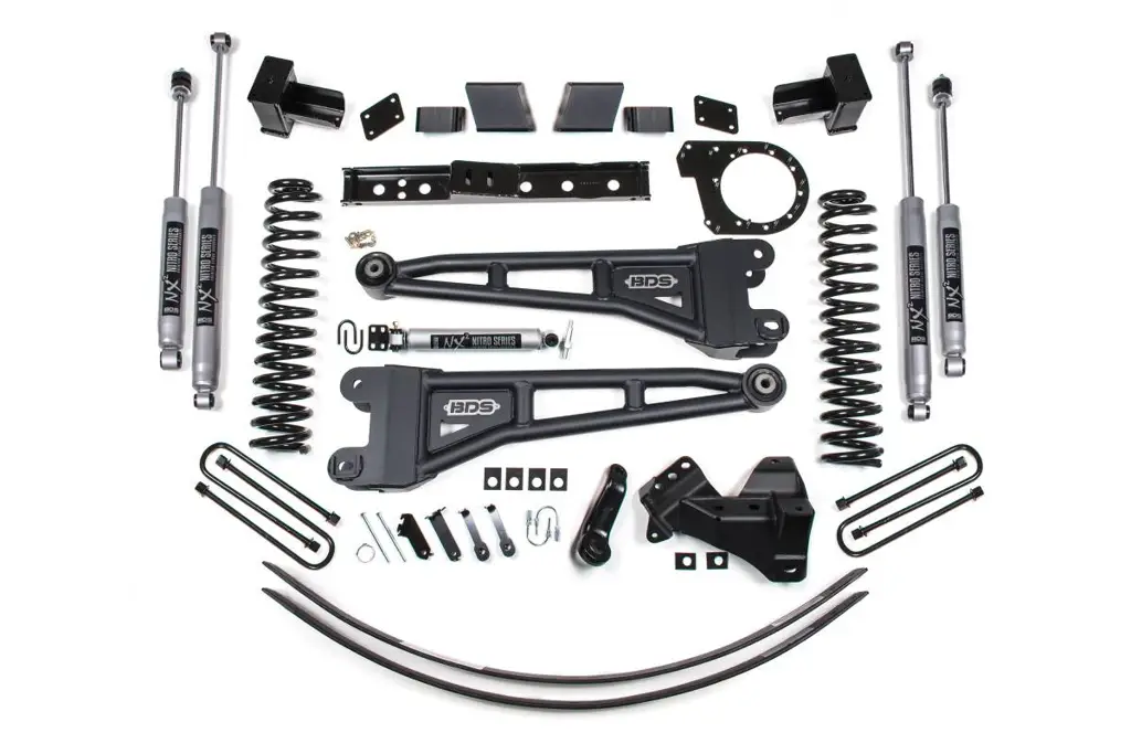6 Inch Lift Kit w/ Radius Arm | Ford F250/F350 Super Duty (2017-2019) 4WD Diesel | 5" Block 2-Leaf Main | FOX 2.5 Performance Elite | BDS Suspension