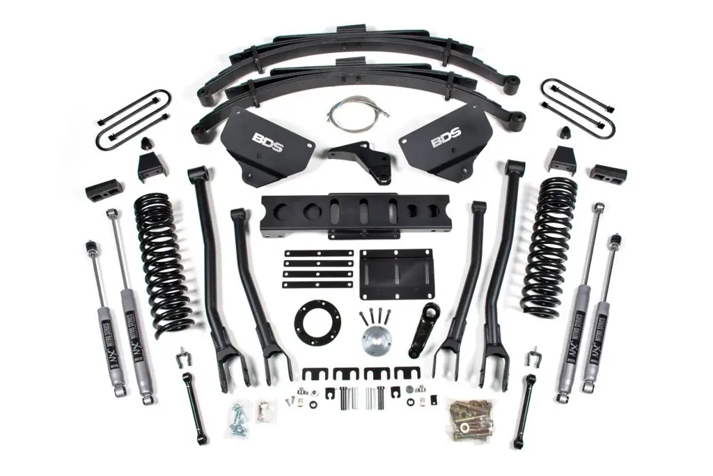 8 Inch Lift Kit w/ 4-Link | Ram 3500 Diesel 4WD (2013-2018) | Leaf Springs | 6-Bolt Indexing Ring | NX2 Nitro Series | BDS Suspension image 2