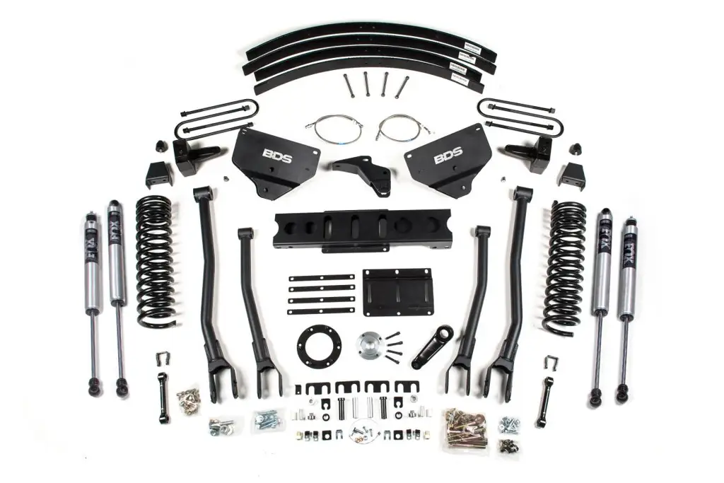 8 Inch Lift Kit w/ 4-Link | Ram 3500 Diesel 4WD (2013-2018) | 5 Inch Block & Add-A-Leaf | 6-Bolt Indexing Ring | FOX 2.0 Performance Series | BDS Suspension image 2