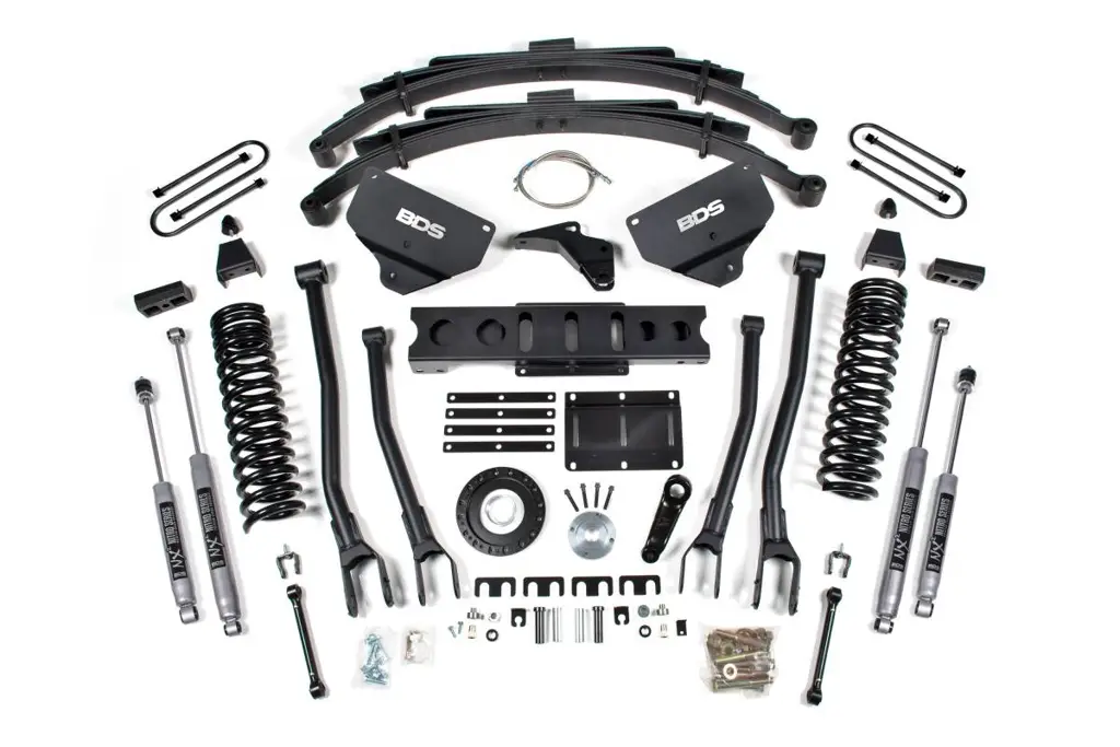 8 Inch Lift Kit w/ 4-Link | Ram 3500 Diesel 4WD (2013-2018) | Leaf Springs | 8-Bolt Indexing Ring | NX2 Nitro Series | BDS Suspension image 2