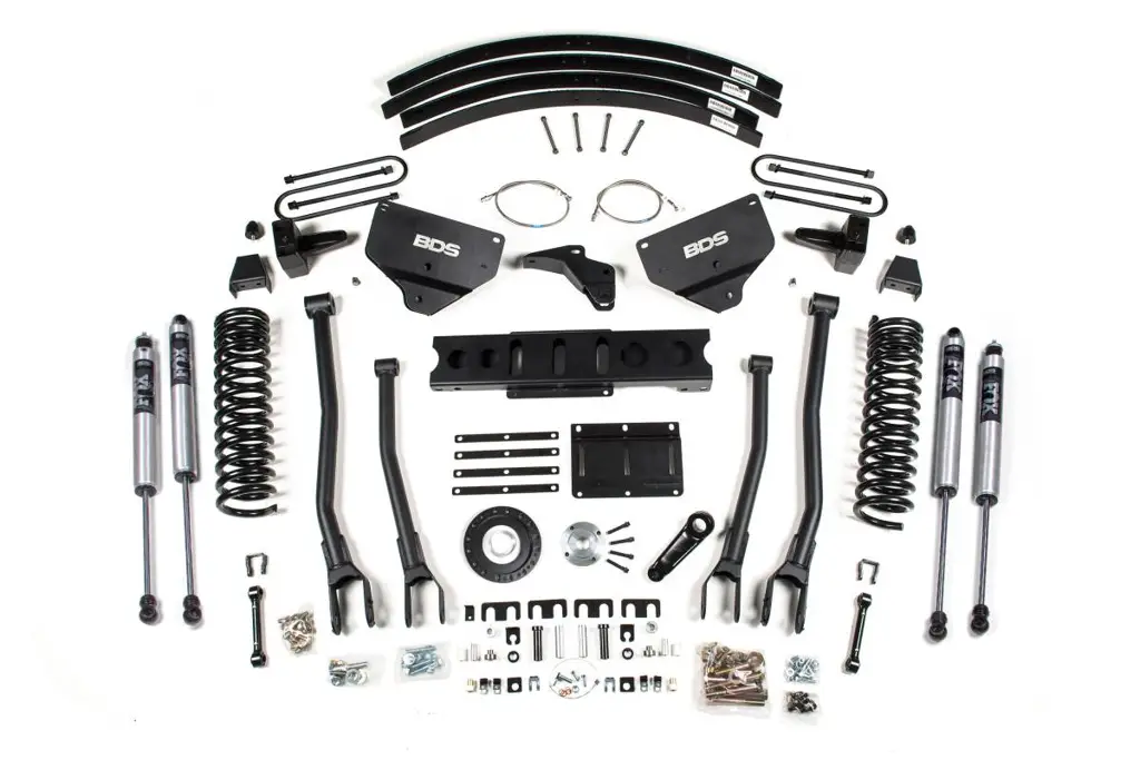 8 Inch Lift Kit w/ 4-Link | Ram 3500 Diesel 4WD (2013-2018) | 5 Inch Block & Add-A-Leaf | 8-Bolt Indexing Ring | FOX 2.0 Performance Series | BDS Suspension image 2