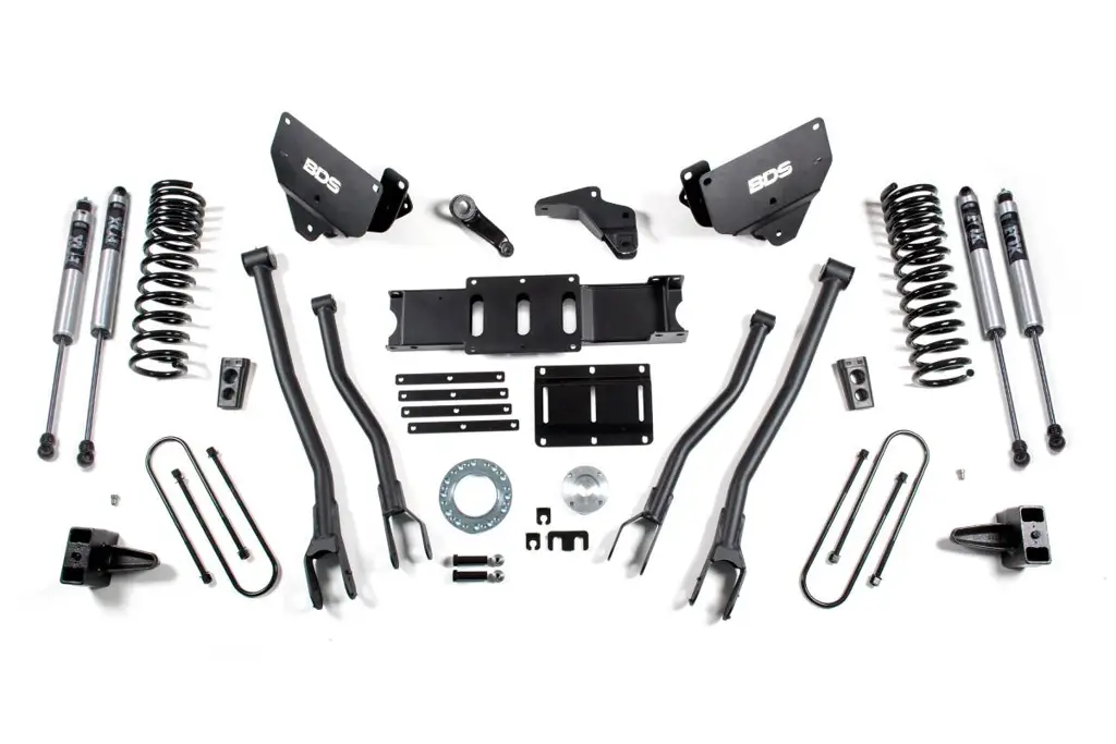 5.5 Inch Lift Kit w/ 4-Link | Ram 3500 4WD Gas (2013-2018) | 4 Inch Block Kit | FOX 2.0 Performance Series | BDS Suspension image 2
