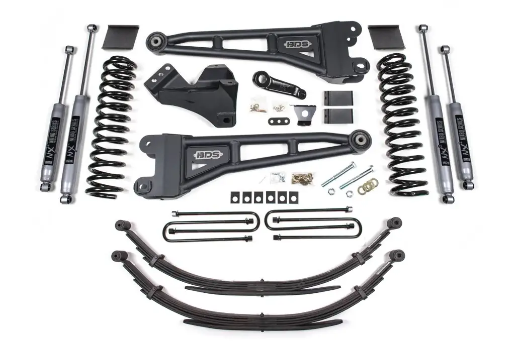 6 Inch Lift Kit w/ Radius Arm | Ford F250/F350 Super Duty (2011-2016) 4WD Diesel | Factory 3" Rear Blocks | FOX 2.0 Performance Series | BDS Suspension