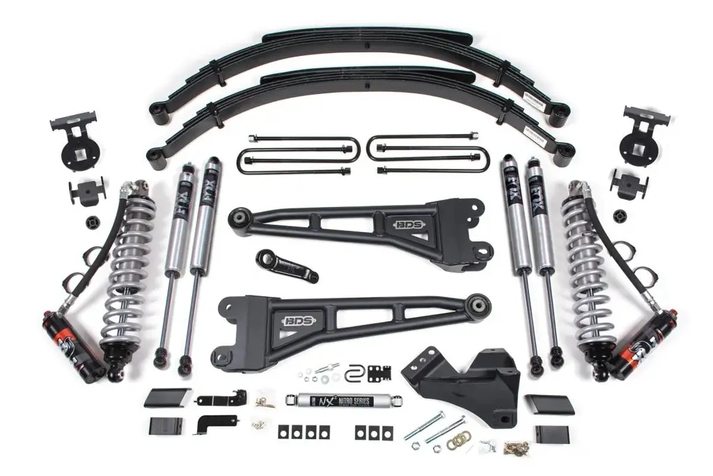 4 Inch Lift Kit w/ Radius Arm | FOX 2.5 PE Coil-Over Conversion | Ford F250/F350 Super Duty (2017-2019) 4WD Diesel | Leaf Springs w/ FOX 2.0 Performance Series Rear | BDS Suspension image 2