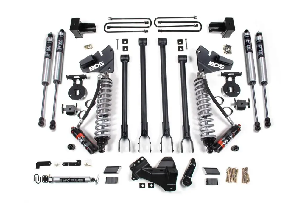 4 Inch Lift Kit w/ 4-Link | FOX 2.5 Coil-Over Conversion | Ford F250/F350 Super Duty (2017-2019) 4WD Diesel | Leaf Springs | FOX 2.5 Performance Elite | BDS Suspension