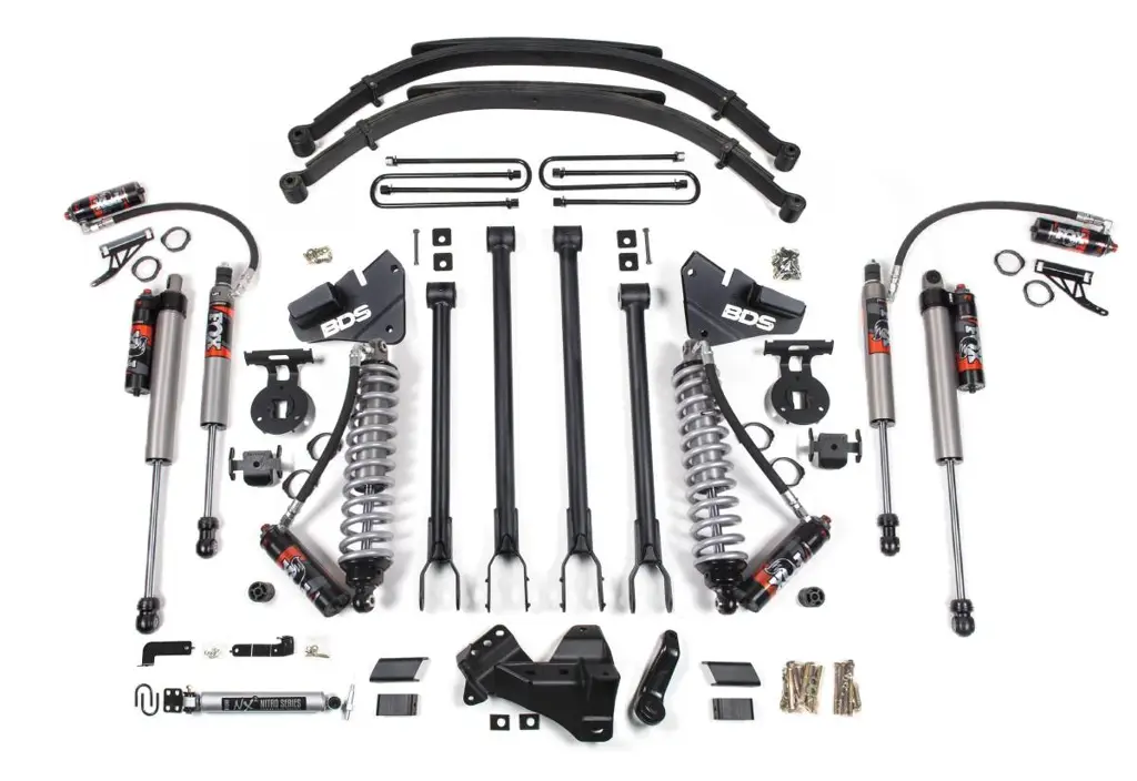 4 Inch Lift Kit w/ 4-Link | FOX 2.5 Coil-Over Conversion | Ford F250/F350 Super Duty (2017-2019) 4WD Diesel | Leaf Springs | FOX 2.5 Performance Elite | BDS Suspension image 2
