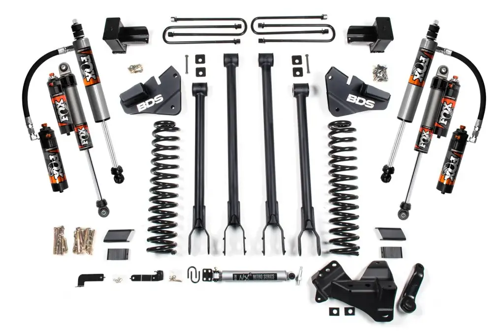 4 Inch Lift Kit | 4-Link Conversion | Ford F250/F350 Super Duty (2017-2019) 4WD Diesel | 5 Inch Block 2 & 3 Leaf Main | FOX 2.5 Performance Elite | BDS Suspension image 2