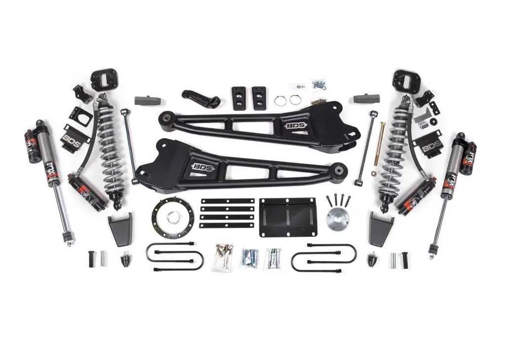 6 Inch Lift Kit w/ Radius Arm | FOX 2.5 Coil-Over Conversion Performance Elite | Ram 3500 (2013-2018) 4WD Diesel | Block Kit | Rubber Bump Stop | 8-Bolt | BDS Suspension image 2