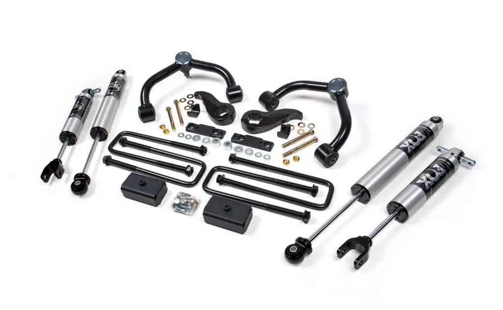 3 Inch Lift Kit | 2020-2026 Chevy Silverado/GMC Sierra 2500HD/3500HD 4WD | 2 In Block w/o Overload | FOX 2.5 Performance Series HTO | BDS Suspension image 2