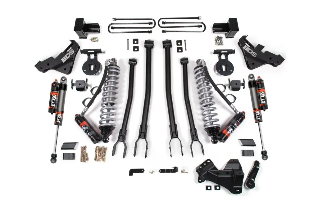 4 Inch 4-Link Lift Kit | FOX 2.5 Performance Elite Coilover Conversion | 2020-2022 Ford F-450 Super Duty 4WD | Rear FOX 2.5 Performance Series HTO | BDS Suspension