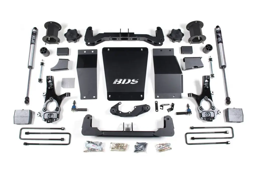 6.5 Inch Lift Kit | Chevy Silverado/GMC Sierra 1500 (2014-2018) 4WD | Leaf Springs | FOX 2.0 | Aluminum/Stamped Steel Control Arm | BDS Suspension