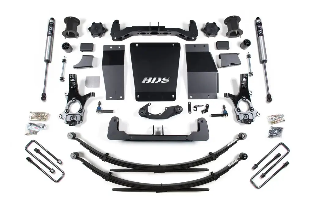 6.5 Inch Lift Kit | Chevy Silverado/GMC Sierra 1500 (2014-2018) 4WD | Leaf Springs | FOX 2.0 | Aluminum/Stamped Steel Control Arm | BDS Suspension image 2
